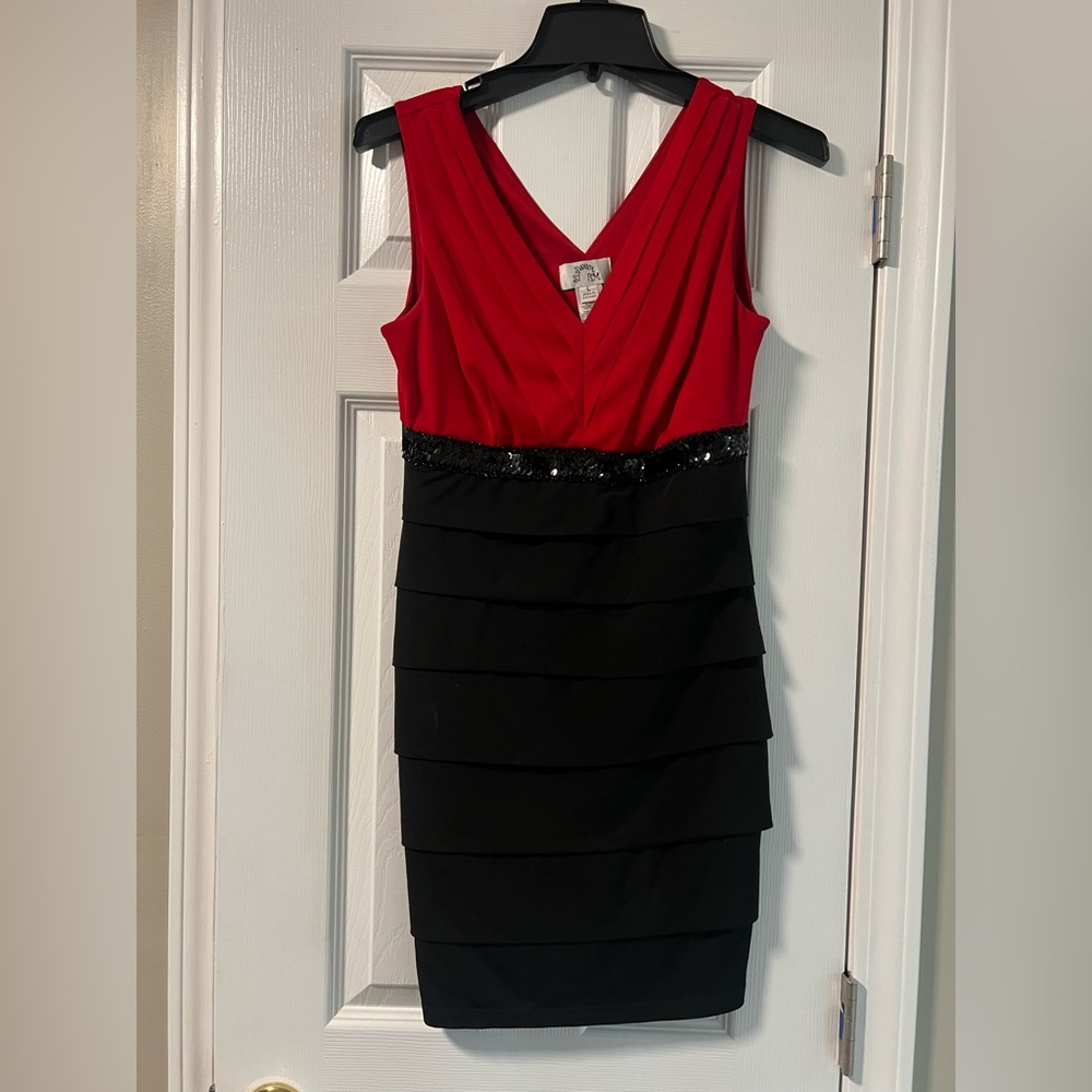Sweet Storm Red and Black Layered Mini Dress